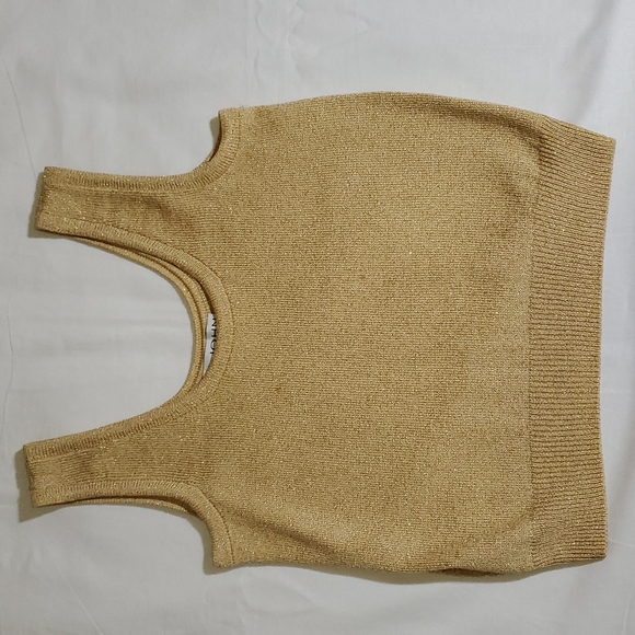 ST JOHN BASICS by Marie Gray gold knit top - Picture 8 of 9